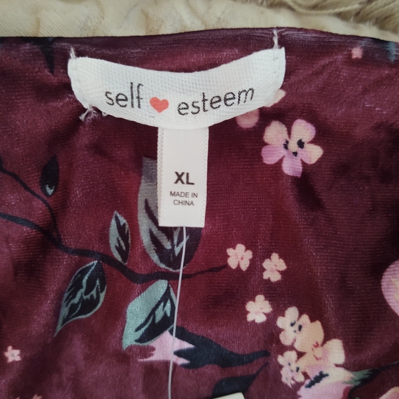 Self esteem women crop top purple velvet floral size XL - Picture 6 of 7